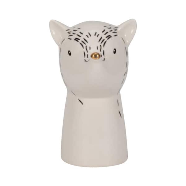 Black 5 in. x 6 in. Ceramic Fox Head with Gold Nose Figurine