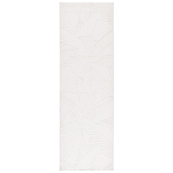 Versailles 3 ft. x 8 ft. Ivory Tropical Botanical Washable Runner Rug