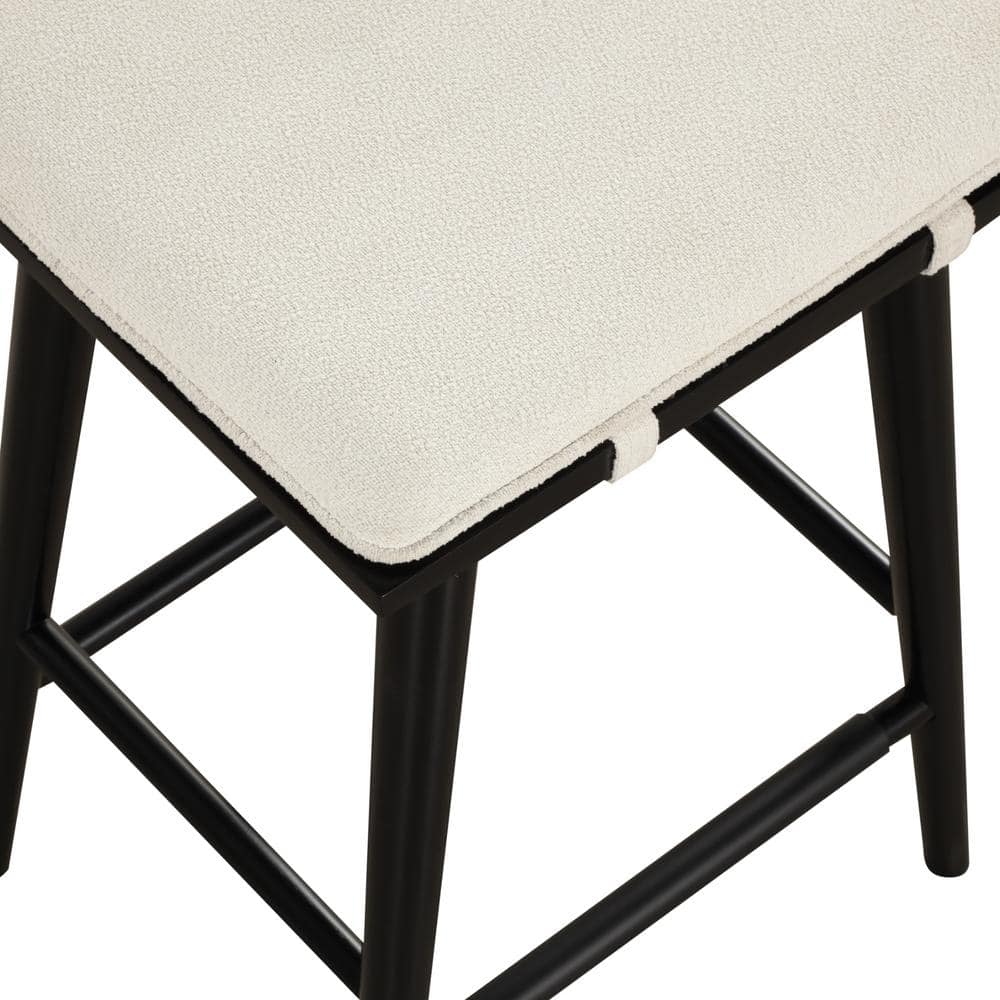 Nathan James Black Wood Saddle Counter Stools with Cushions, Set of 2