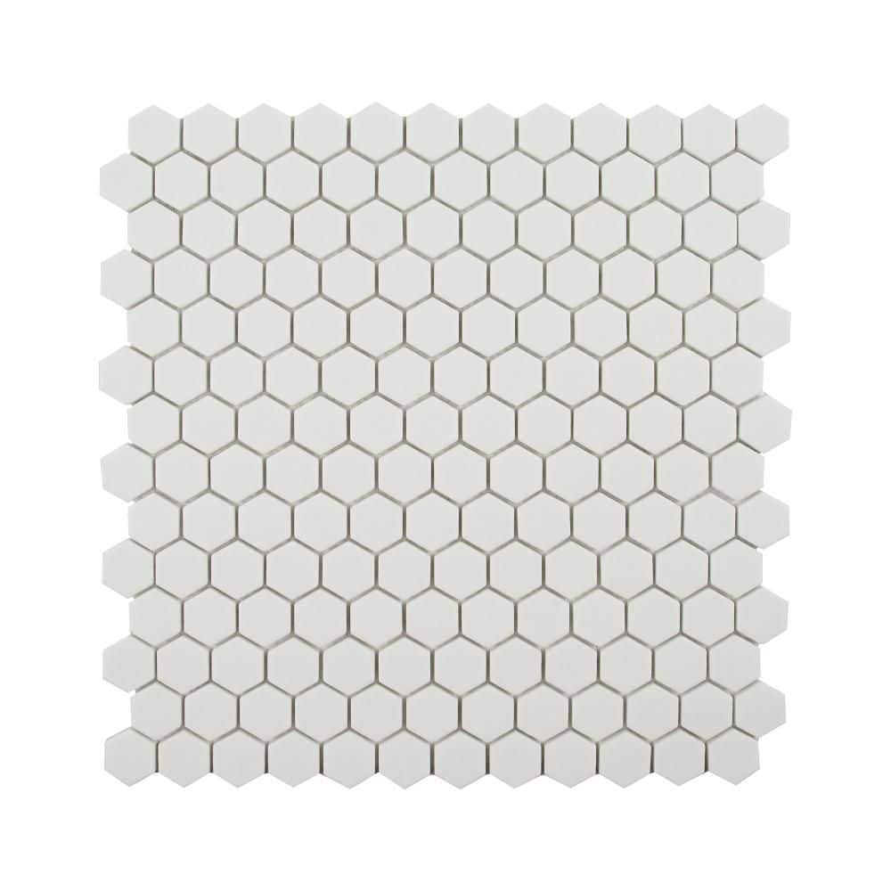 1 in. Hexagon White 11.375 in. x 11.625 in. Matte Glass Wall and Floor Mosaic Tile (9.18 sq. ft./Case) price history on PriceWatchPro