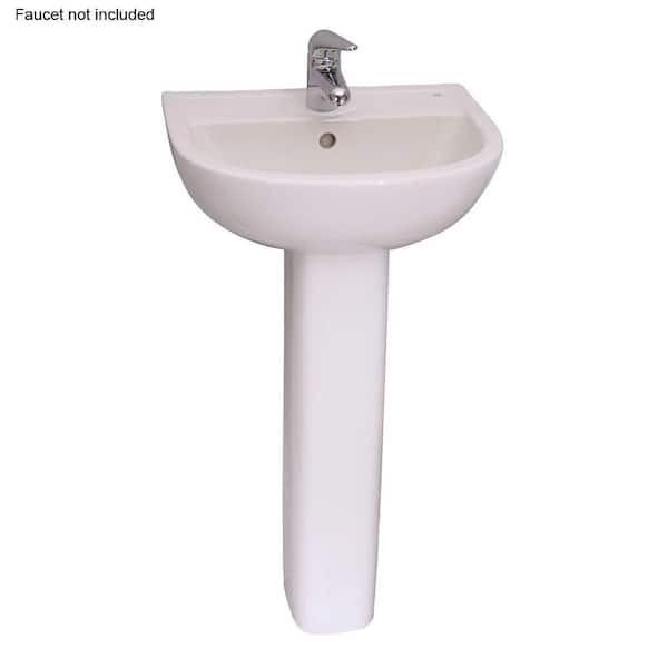 Barclay Products Compact 450 18 in. Pedestal Combo Bathroom Sink with 1 Faucet Hole in White