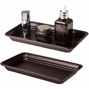 Bronze Decor Metal Vanity Tray(2 Pack), Countertop Guest Hand Towel Storage Organizer Tray Dispenser