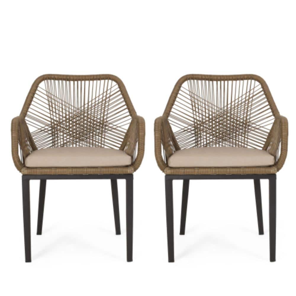 2-Piece Wicker Outdoor Lounge Chair with Brown Cushions, Weather Resistant price history on PriceWatchPro