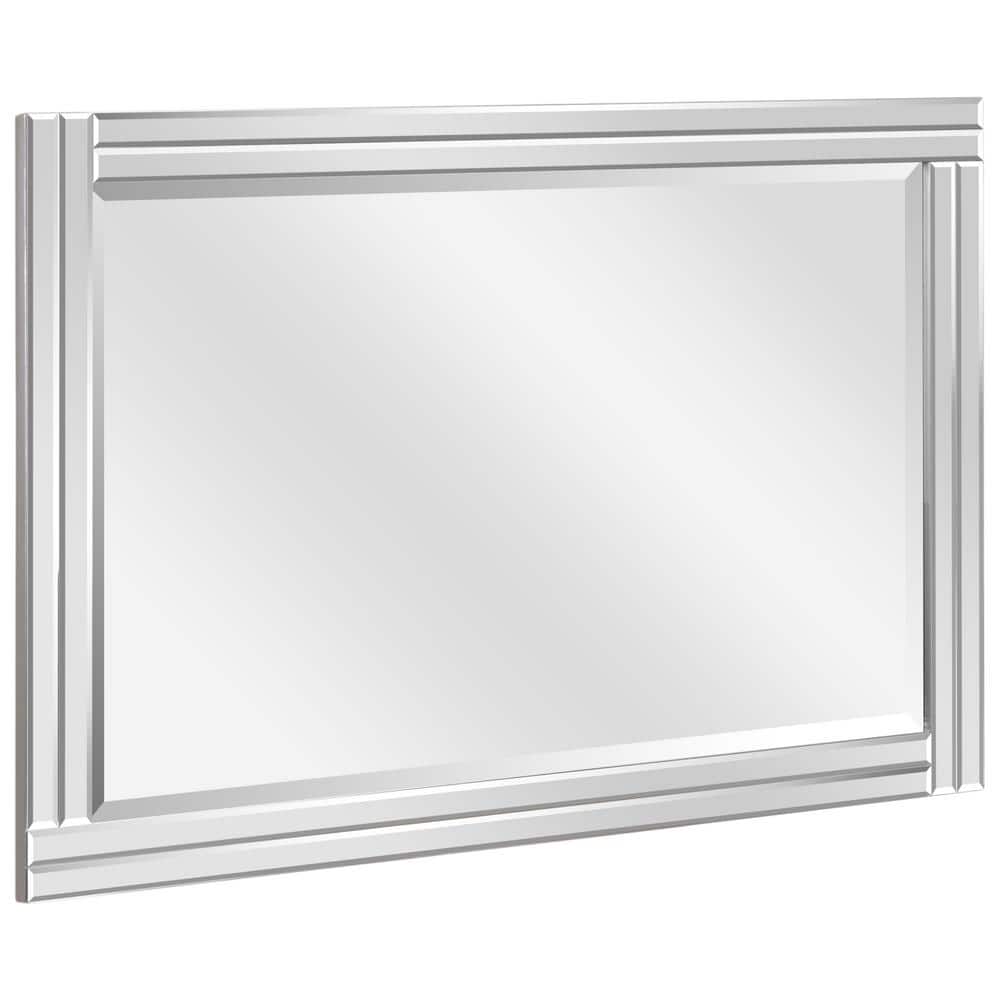 Modern Solid Wood Frame Rectangular Wall Mirror, 24" x 36", Clear Bevel