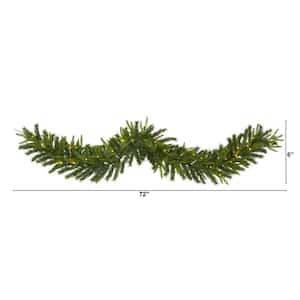 6 ft. Battery Operated Pre-lit Green Pine Artificial Christmas Garland with 35 Clear LED Lights