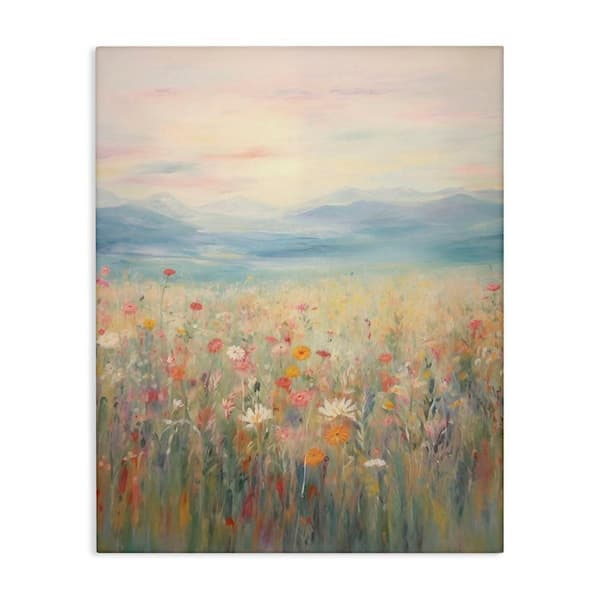 Spring Floral Mountain Meadow by Arlington Prints Unframed Nature Graphic Art Print 48 in. x 36 in.