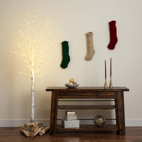 7 ft. Pre-Lit Artificial White Birch Tree with 400 Warm White LED Lights