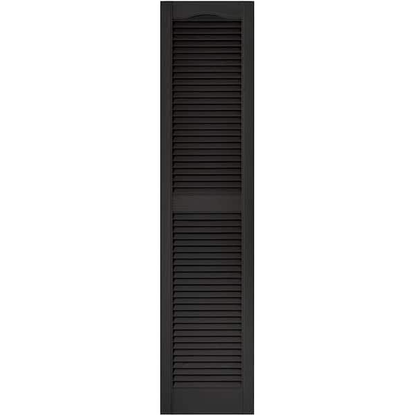 Builders Edge 15 in. x 64 in. Louvered Vinyl Exterior Shutters Pair in #002 Black