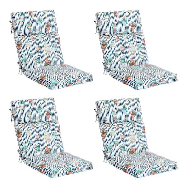 Hampton Bay 20 in. W x 20 in. D High Back Universal Outdoor Cushion in Crayon Shells (Set of 4)