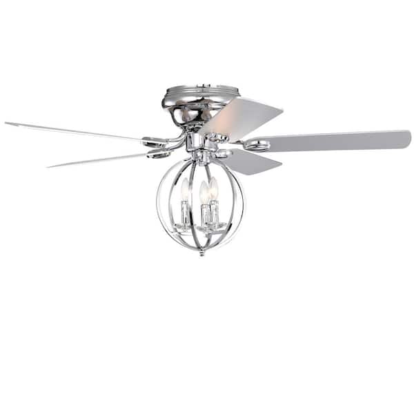 MODERN HABITAT AuraSpark Blade Span 52 in. Indoor Chrome Farmhouse Ceiling Fan with No Bulbs Included with Remote Control