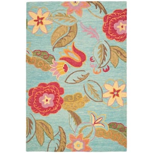 Blossom Blue/Multi 5 ft. x 8 ft. Distressed Solid Floral Area Rug