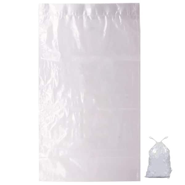 N/A 20 lb. 14 x 28 in. Heavy-Duty Plastic Ice Bags with Drawstring 2.8 mil Thickness Clear Blue 100-Pack