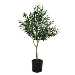 48 in. Green Artificial Olive Tree in Planters Pot