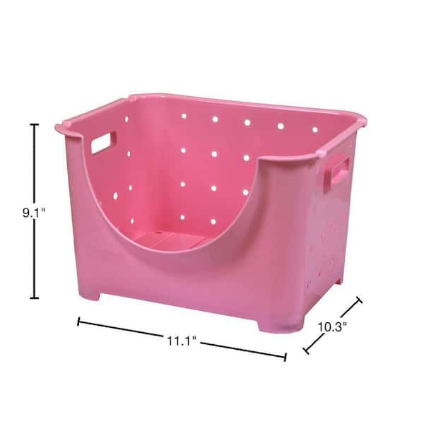 Pink Large Plastic Storage Bin, Pack Of 3
