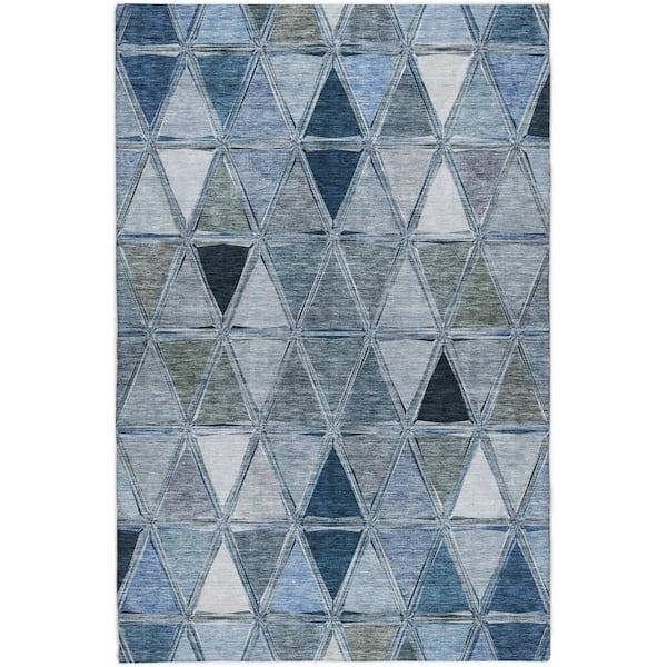 Dream Shag Premium Machine Washable Abstract ADS722 Blue 9 ft. x 12 ft. Area Rug