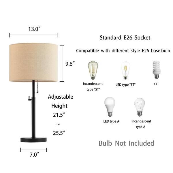 Corrigan Studio® 30 Inch 3 Way Table Lamp, Beige Mica Shade, Rubberwood And  Black Metal Body