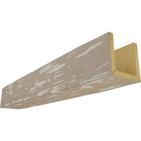 Ekena Millwork 8 in. x 8 in. x 8 ft. 3-Sided (U-Beam) Pecky Cypress White Washed Faux Wood Ceiling Beam