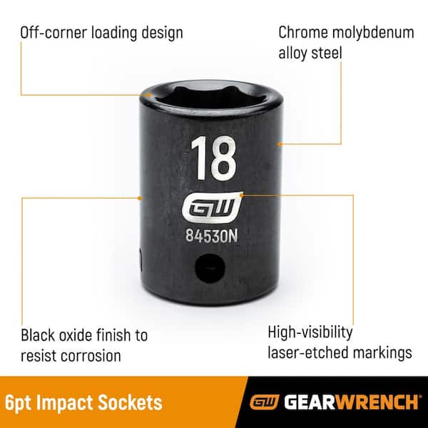 GEARWRENCH 3/4" Drive Point Standard Impact SAE Socket 1-1/4" 84808 