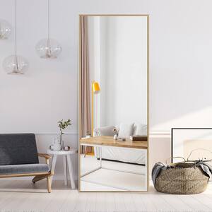 64.17 in. X 21.26 in. Modern Rectangle Oversized Gold Metal Framed Full Length Standing Mirror