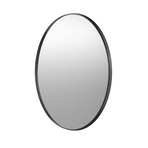 24 in. W x 36 in. H Large Oval Wall Mirror Stainless Steel Framed Bathroom Mirrors Bathroom Vanity Mirror in Matte Black