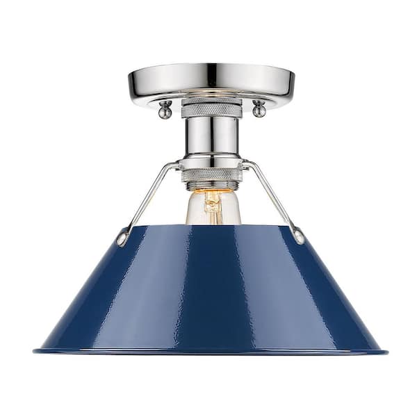 Orwell 1-Light Chrome with Navy Shade Flush Mount