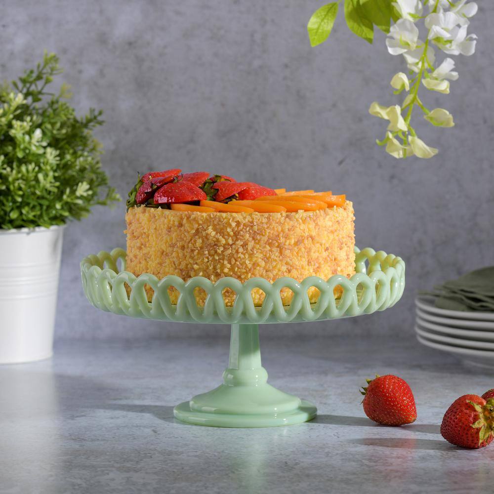 Mint Green Jadeite Glass Pedestal Cake Stand
