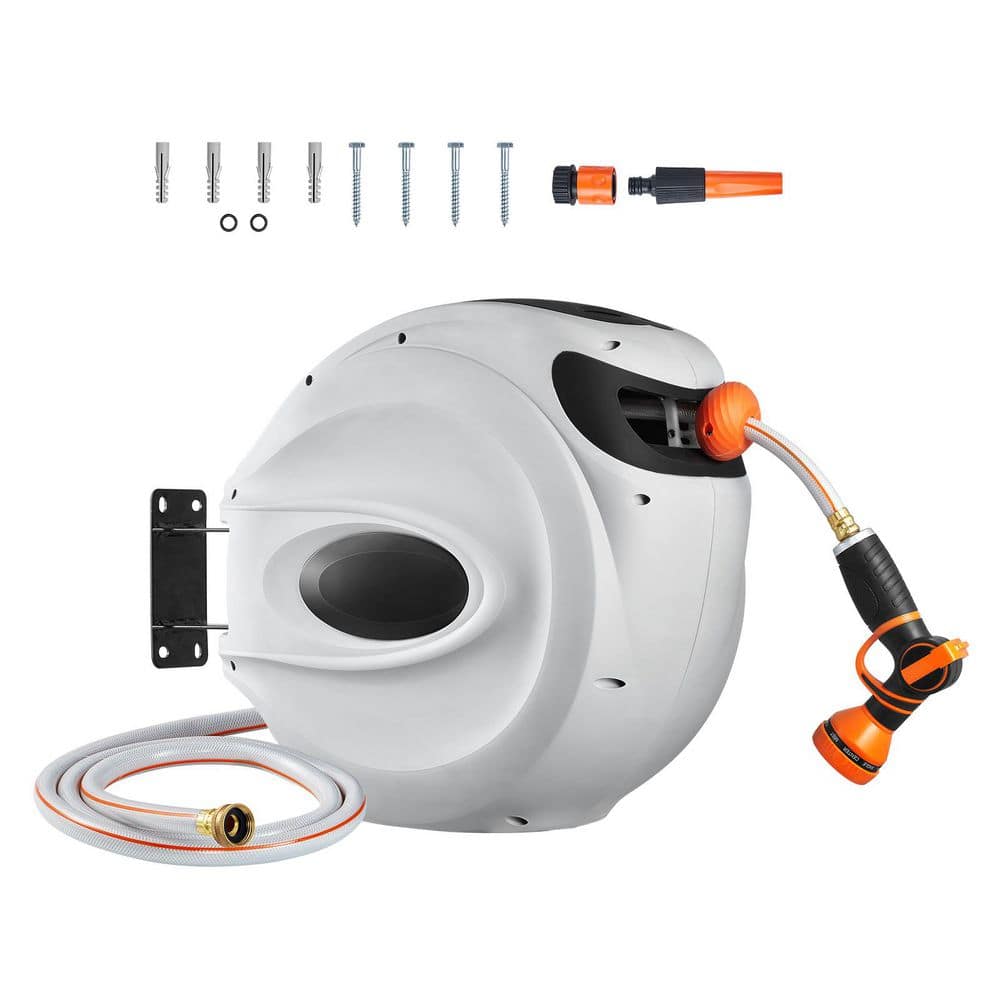 1/2 in. Dia x 100 ft., Retractable Garden Hose Reel, Wall-Mounted, 180° Swivel Bracket, 9-Pattern Nozzle, Rewind, Gray price history on PriceWatchPro