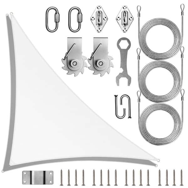 Unbranded 16 ft. x 16 ft. x 22 ft. Right Triangle Sun Shade Sail with Hardware TAWAL-White