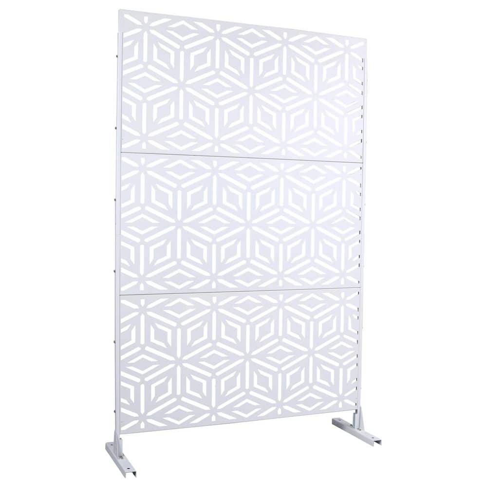 4 ft. x 6.33 ft. White Outdoor and Indoor Freestanding Metal Privacy Screen Fence Panels for Outside Lawn Garden price history on PriceWatchPro