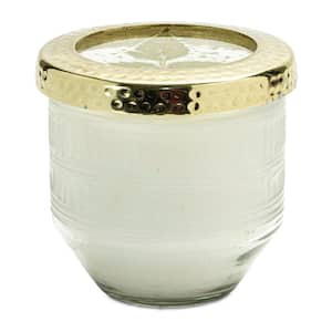 4 in. White Currant Scented Two Wick Candle In Clear And Gold Glass Holder