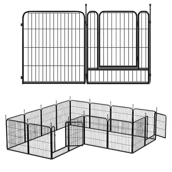 Dovelina 32 in. Black Metal Decorative Outdoor Border Garden Fence