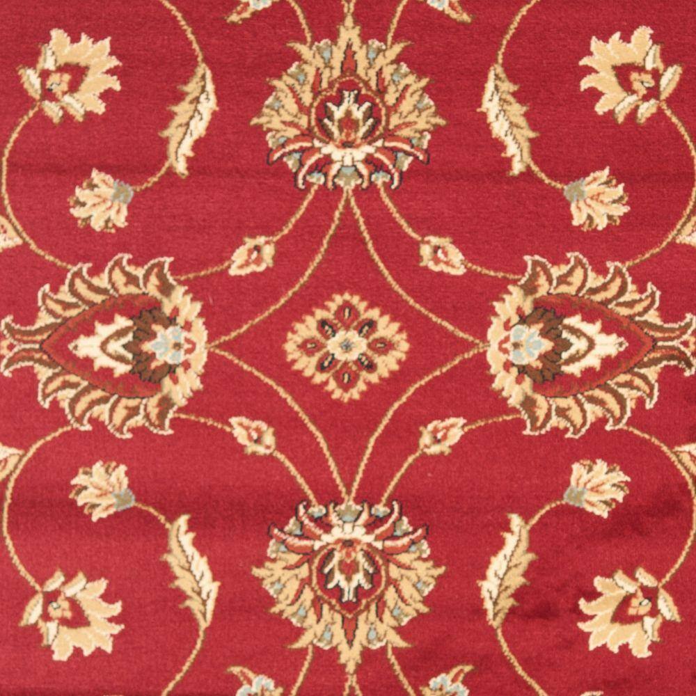 Red and Ivory Synthetic Safavid Style Area Rug, 6'7" Square