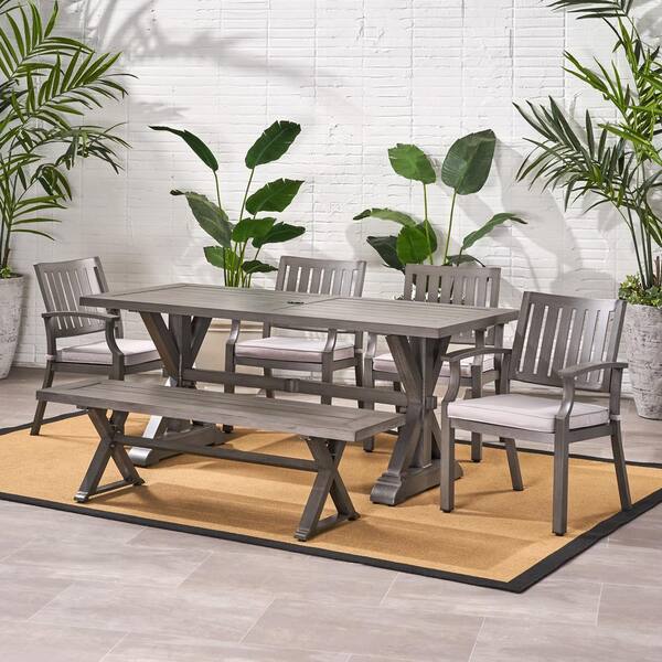 grey outdoor dining table set