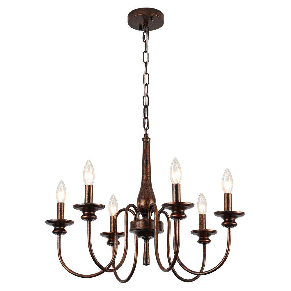 6-Light Oil Rubbed Bronze French Country Chandelier, Candle-Style, Adjustable Height Pendant Lighting for Dining Room price history on PriceWatchPro