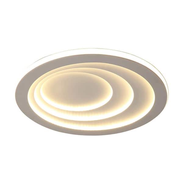 OUKANING 19.7 in. 1-Light White Acrylic Lampshade Integrated LED Flush Mount Ceiling Light