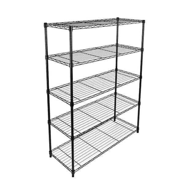 Tidoin Black 5Tier Heavy Duty Metal Wire Shelving Unit with Wheels (36
