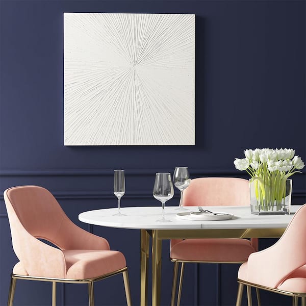 Unbranded Contemporary Sunburst Unframed White Hand Painted Dimensional Resin Wall Art Print 30 in. x 30 in. for Indoor Decor