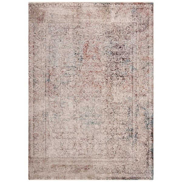 Limitee 9 ft. x 12 ft. Beige Distressed Ornate Area Rug
