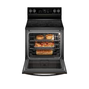 6.4 cu. ft. Smart Electric Range with Air Fry With Connection in Fingerprint Resistant Black Stainless