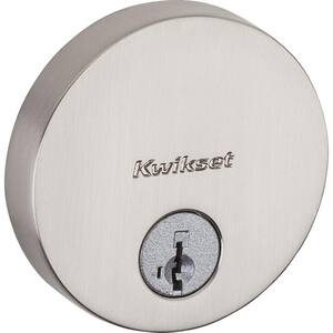 Uptown Low Profile Satin Nickel Single Cylinder Round Contemporary Deadbolt featuring SmartKey Security