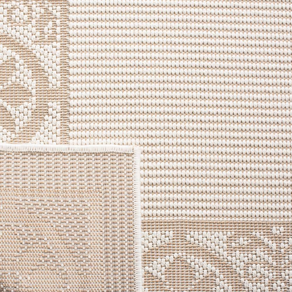 Ivory Beige Floral Reversible Synthetic 9' x 12' Area Rug
