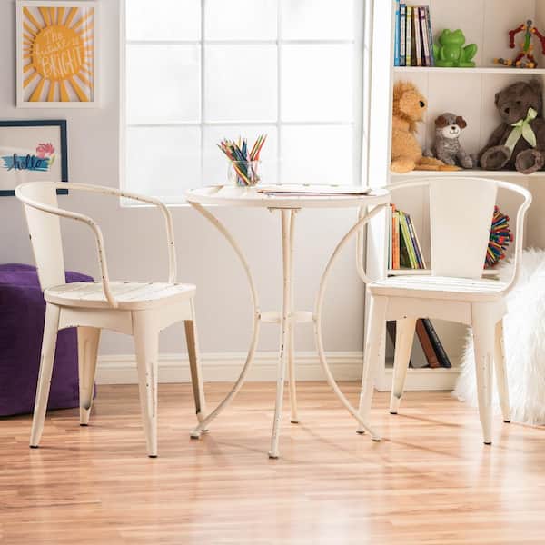 Unbranded 3-Piece White Metal Bistro Set - Charming Style, Water-Resistant Table and 2 Chairs - Outdoor Patio Furniture Set