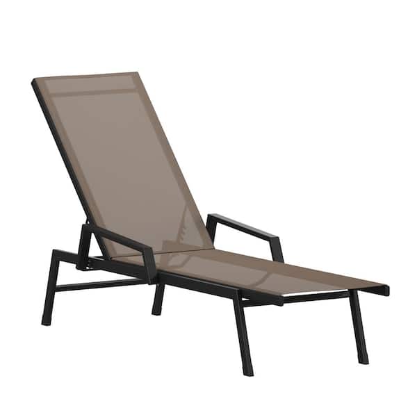 Carnegy Avenue Black Steel Outdoor Lounge Chair in Brown