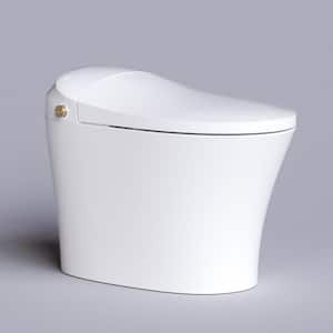 1/1.27 GPF Elongated Smart Toilet Bidet in White with Warm Water, Dryer, Night Light, Deodorization, Remote Control