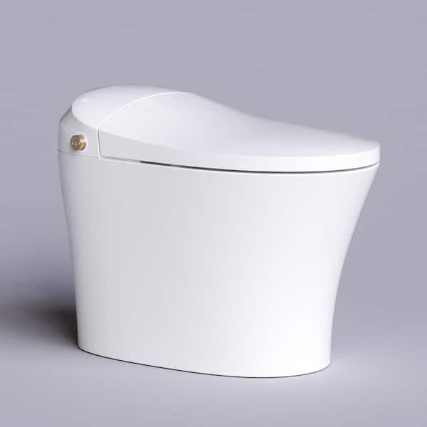 FUNKOL Soft Close Elongated Smart Front Toilet Seat in White for Smart Toilet with Remote Control, Seat Heating Warm Air Drying