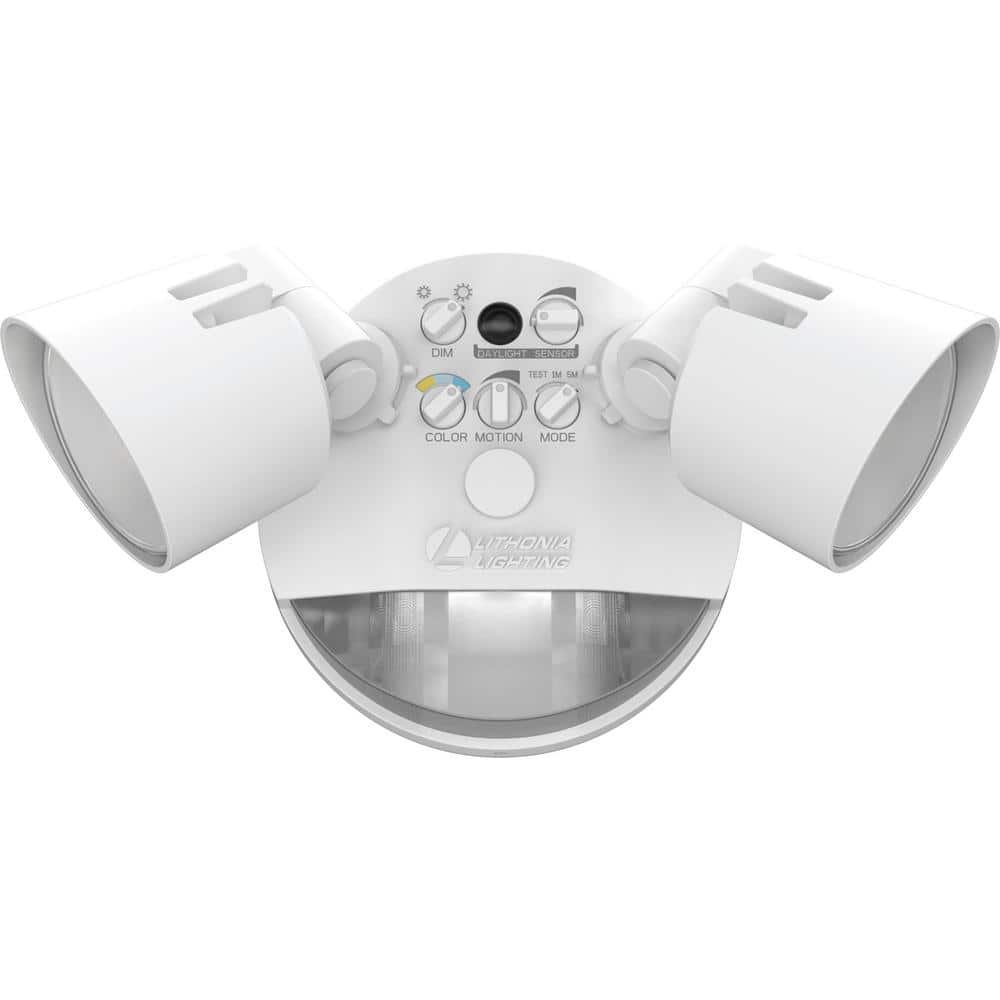 White Dual Head LED Security Flood Light with Motion Sensor