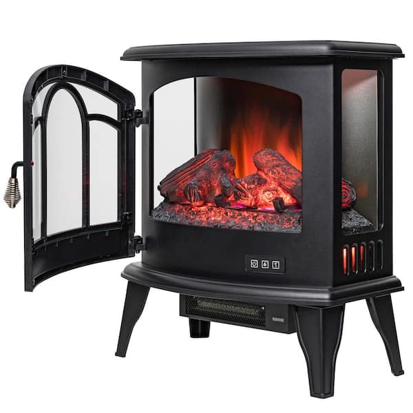 AKDY 20 in. Freestanding Electric Fireplace Stove Heater in Black with Remote