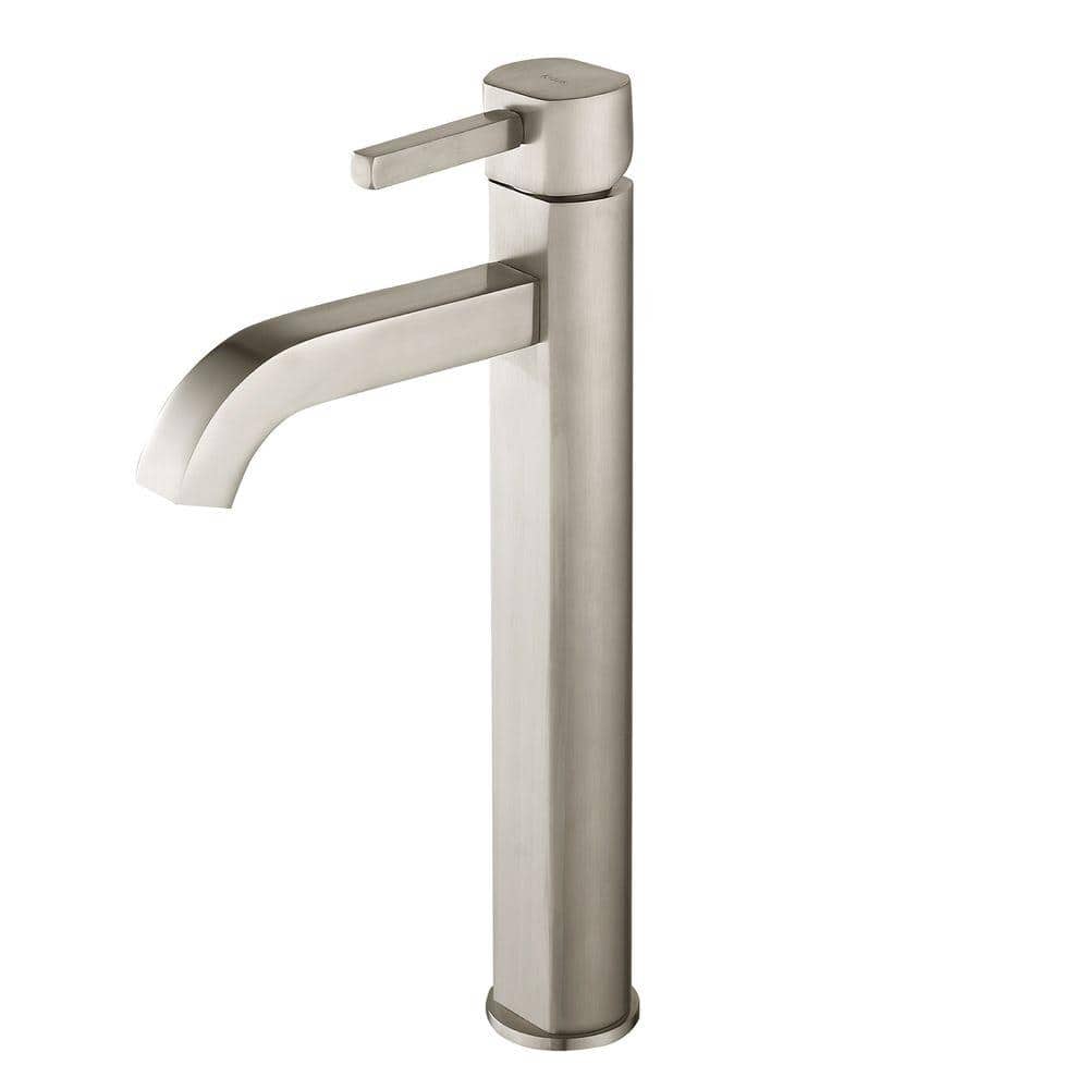 Satin Nickel Modern Single Hole Vessel Faucet