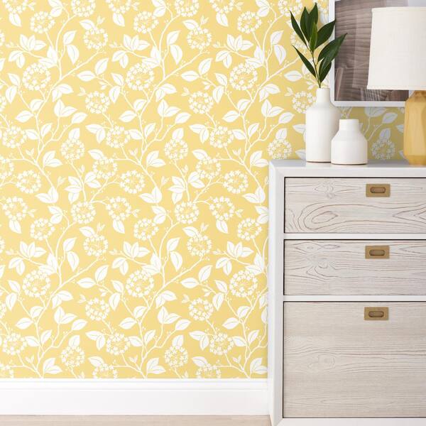 Leaves White and Yellow combination Non-Pasted Wallpaper Roll (Covers approximately 52 square feet)