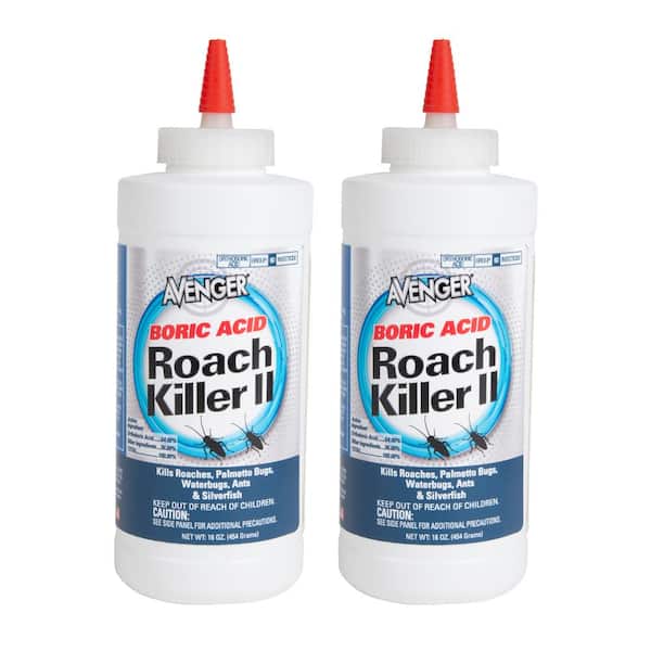 Avenger 16 oz. Boric Acid Roach Killer II Powder, 64% Boric Acid, Odorless Formula, Neutral PH, (2-Pack)